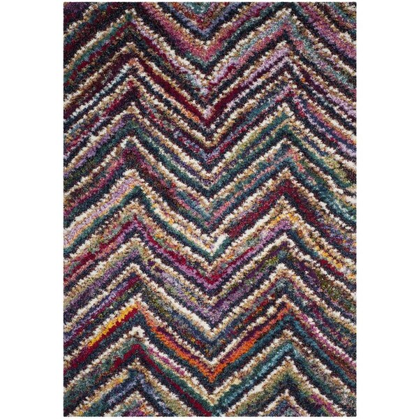 Flowers First 4 x 6 ft. Fiesta Shag Power Loomed Rug, Multi Color - Small Rectangle FL2115245 - main
